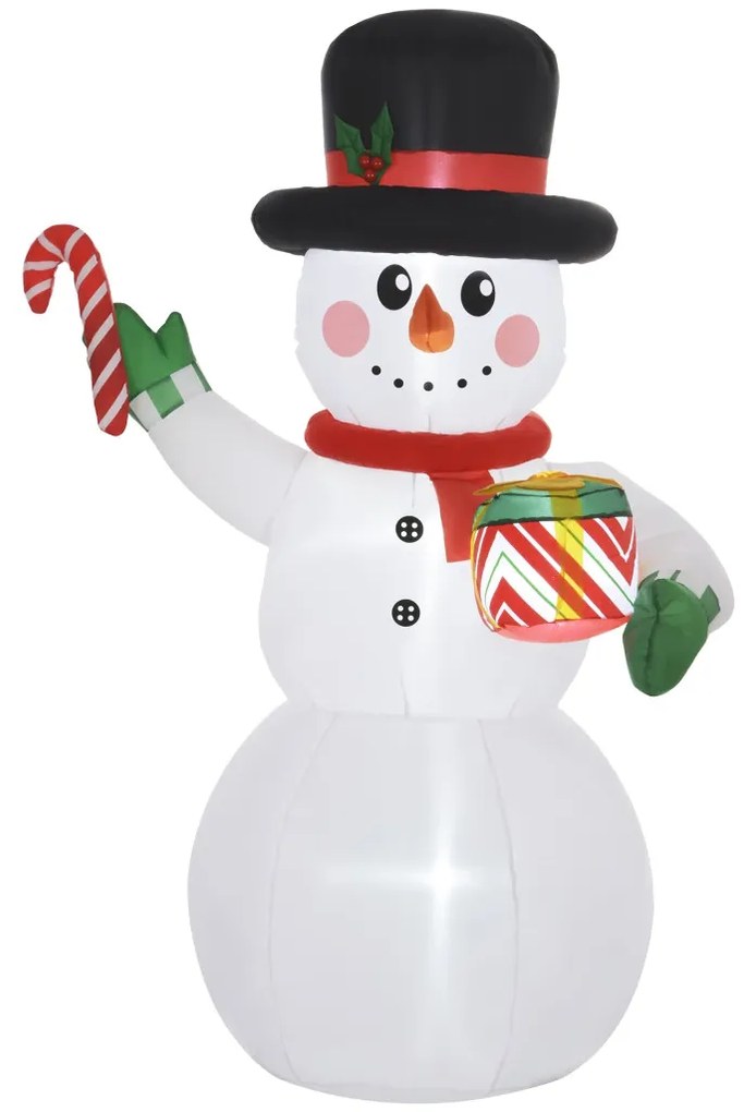 Önfelfújó hóember figura, LED világítással, felfújóval, 180cm magas