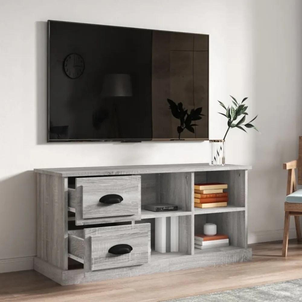 szürke sonoma színű szerelt fa TV-szekrény 102 x 35,5 x 47,5 cm
