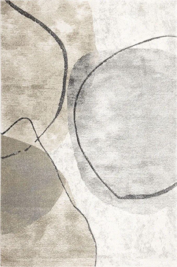 Modern Szőnyeg Puha Szürke Bézs Nappaliba Absztrakt Daisy 200x290 cm
