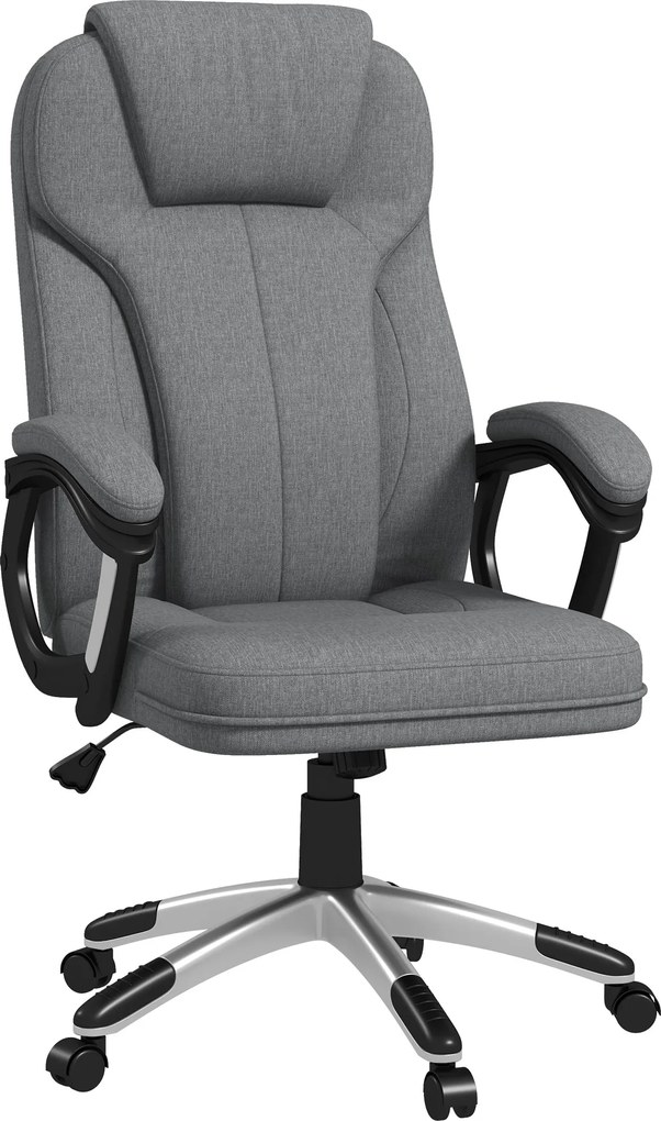 Vinsetto Irodai Szék Számítógép Szék Forgószék Magasságállítható Hintázó Funkcióval Fejtámlával és Párnázott Karfa Ergonomikus Szürke Len 66 x 75 x 11