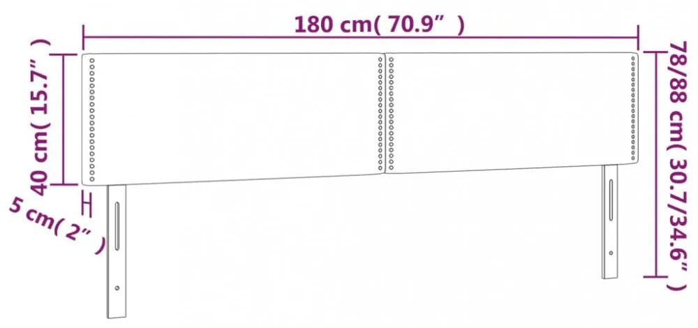 tópszínű szövet LED-es fejtámla 180x5x78/88 cm