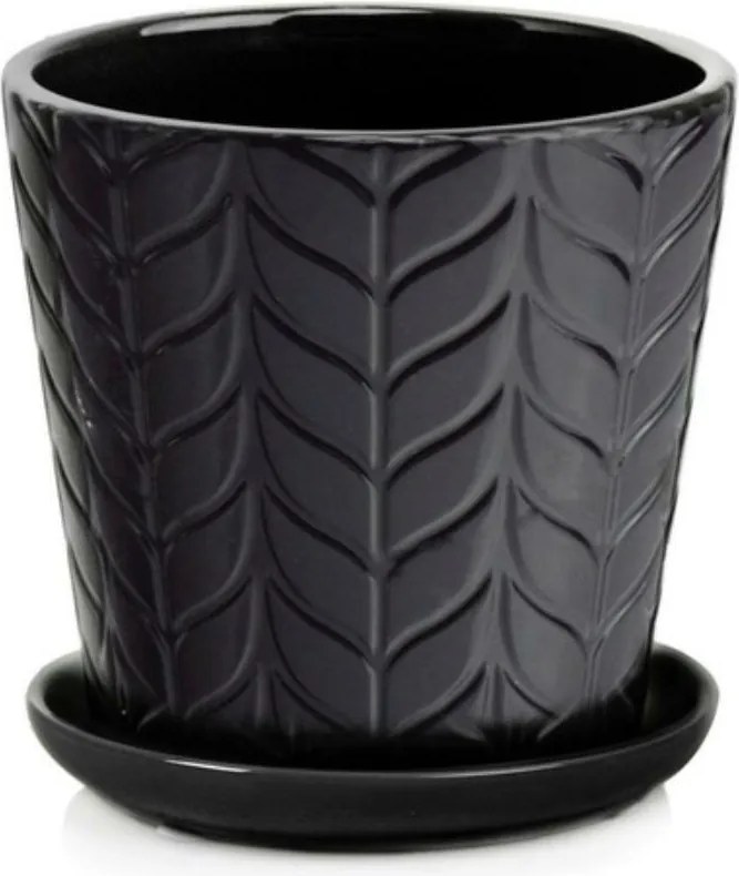 Kerámia Virágtartó Állvánnyal 14 x 14 cm Fekete