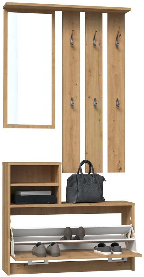 Shannan GAR előszobafal, 85x180x24 cm, tölgy