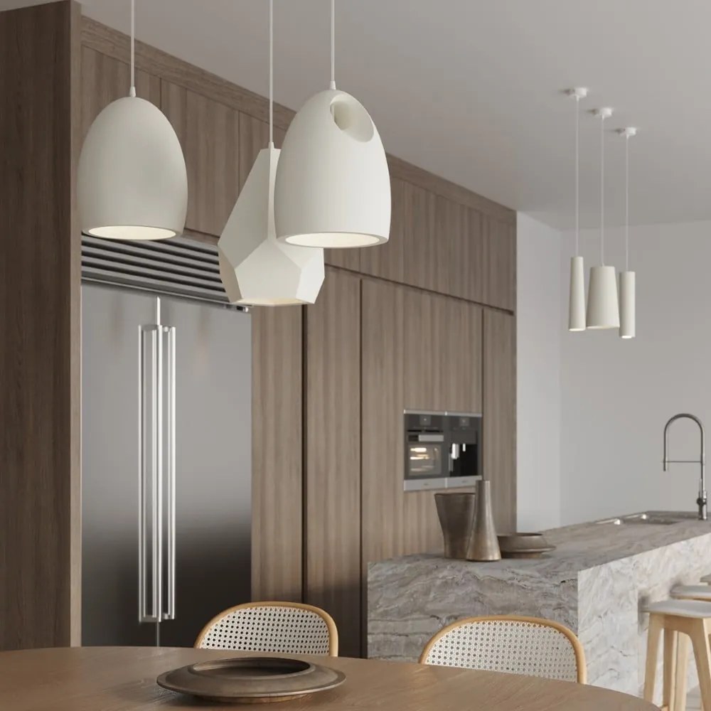 Fehér függőlámpa kerámia búrával ø 8 cm Alverna – Nice Lamps