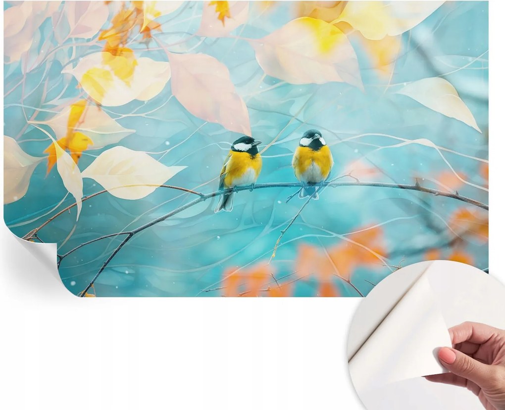 Öntapadós tapéta Divatos 3D fali ragasztó Tavaszi madarak 416x254 cm