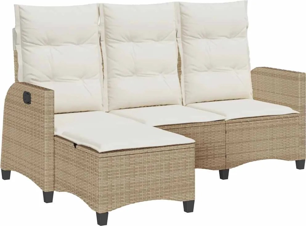 vidaXL L-alakú bézs polyrattan fekvő kerti kanapé párnákkal