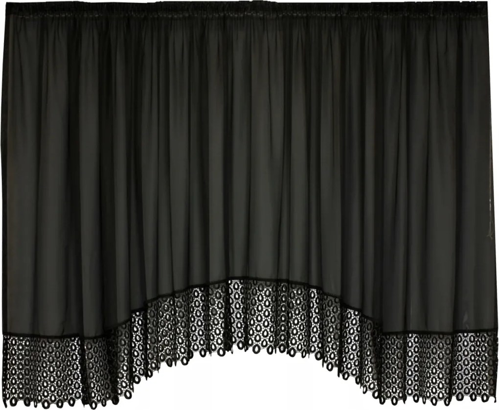 Függöny kész fátyol Fekete gipiurával fekete Cseppek Gipiura függöny 300x160