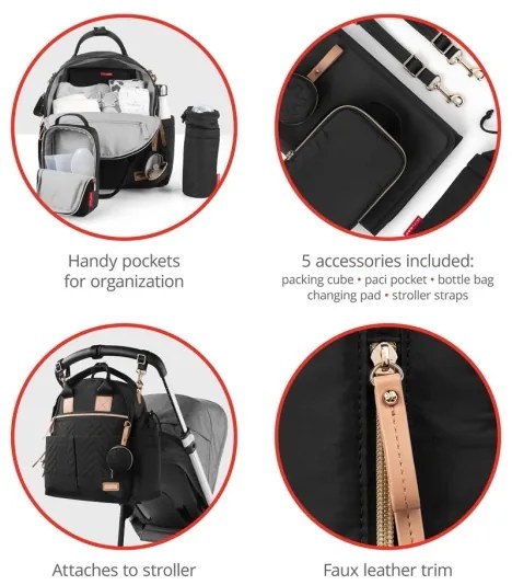 Skip Hop - 6 az 1-ben pelenkázó hátizsák babakocsihoz SUITE SET fekete