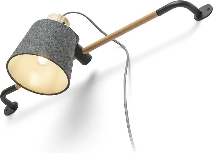 RENDL CHOUPETTE nástěnná posuvná černošedá textil/dřevo 230V LED E27 11W