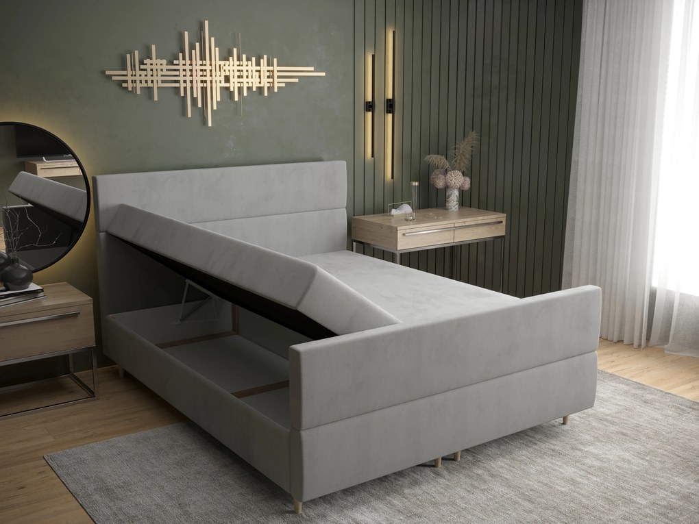 Franciaágy  Boxspring 180 cm Flu plus (világos bézs) (matraccal és tárolóhellyel). 1046593