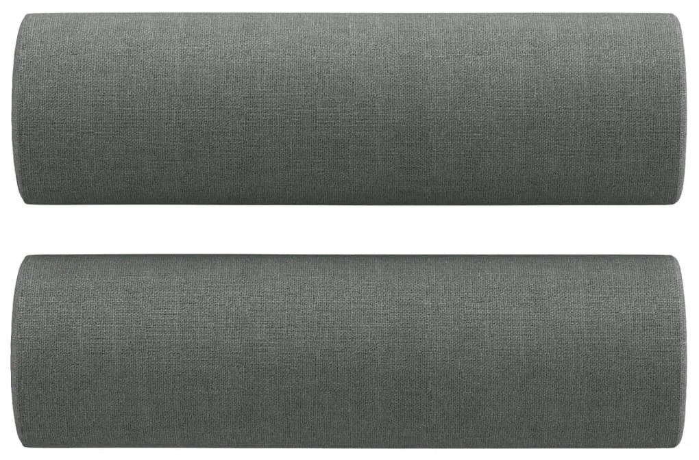 2 személyes sötétszürke szövet kanapé díszpárnákkal 140 cm