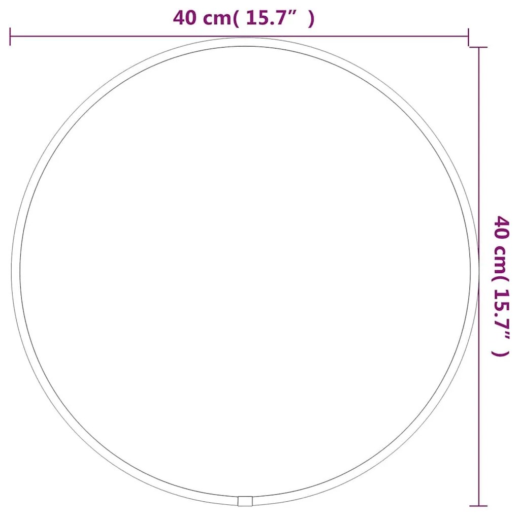 fekete falitükör Ø 40 cm Kerek