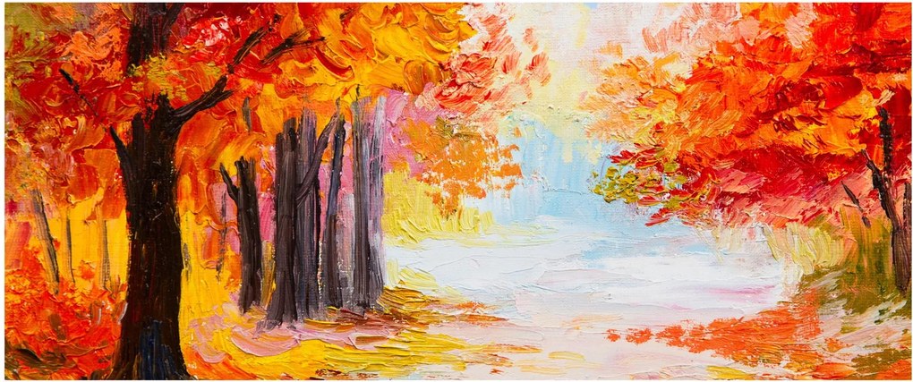 Kép - olajfestmény, színes ősz (120x50 cm)