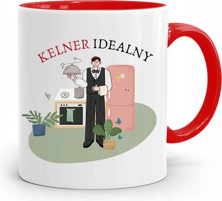 Pincérnek Piros Pincér Bögre Tökéletes Ajándék fényképes nyomtatással