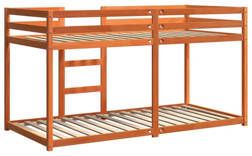 viaszbarna tömör fenyőfa emeletes ágy 75 x 190 cm