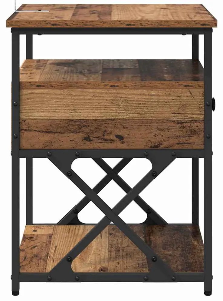 Éjjeliszekrény fiókkal 2 pcs Régi fa 40 x 42 x 55 cm Faanyag