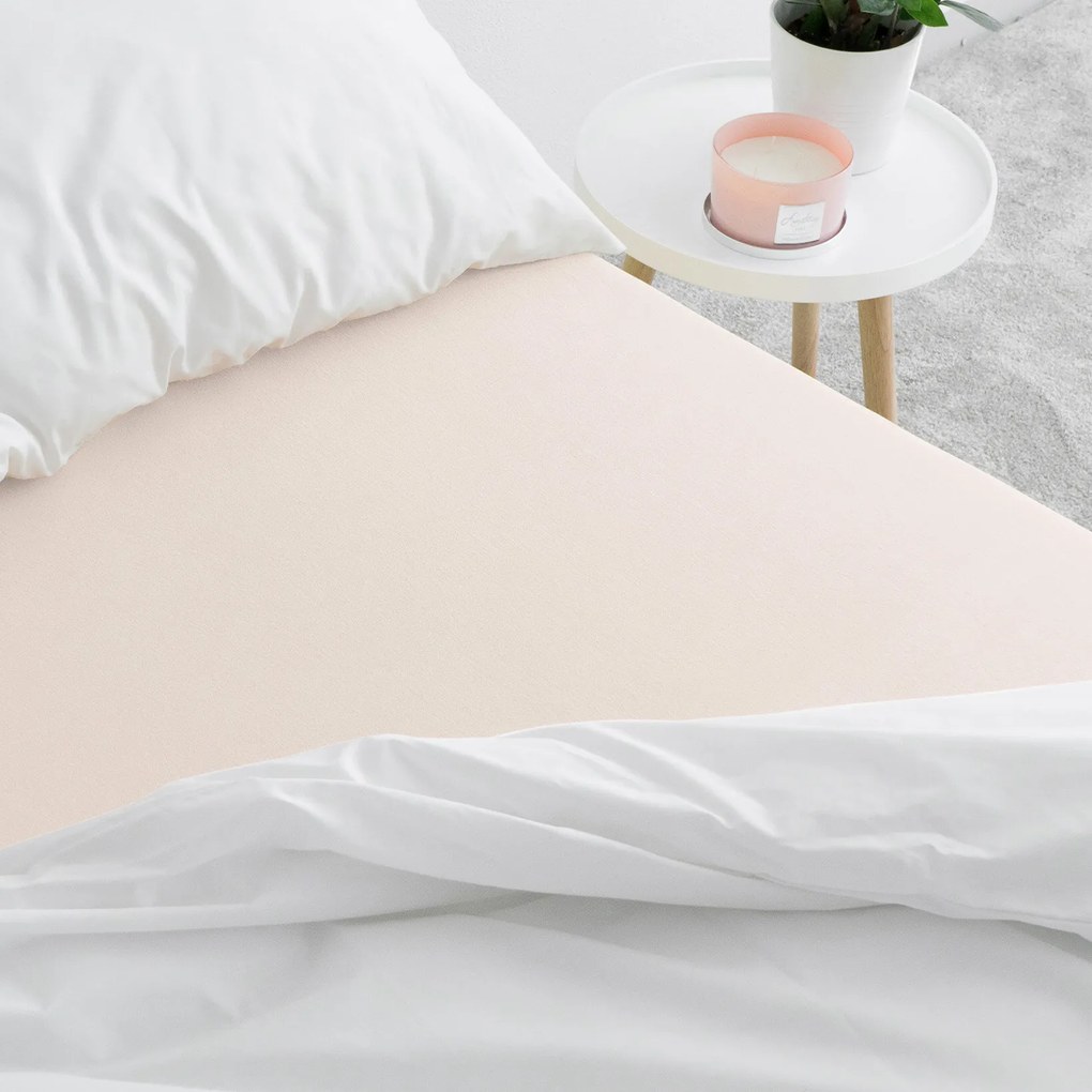 Goldea jersey körgumis lepedő - bézs 90 x 200 cm