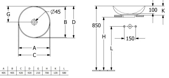 Villeroy & Boch 4A460001 - Ráültethető mosdó LOOP&FRIENDS átm.42 cm kerámia/fehér