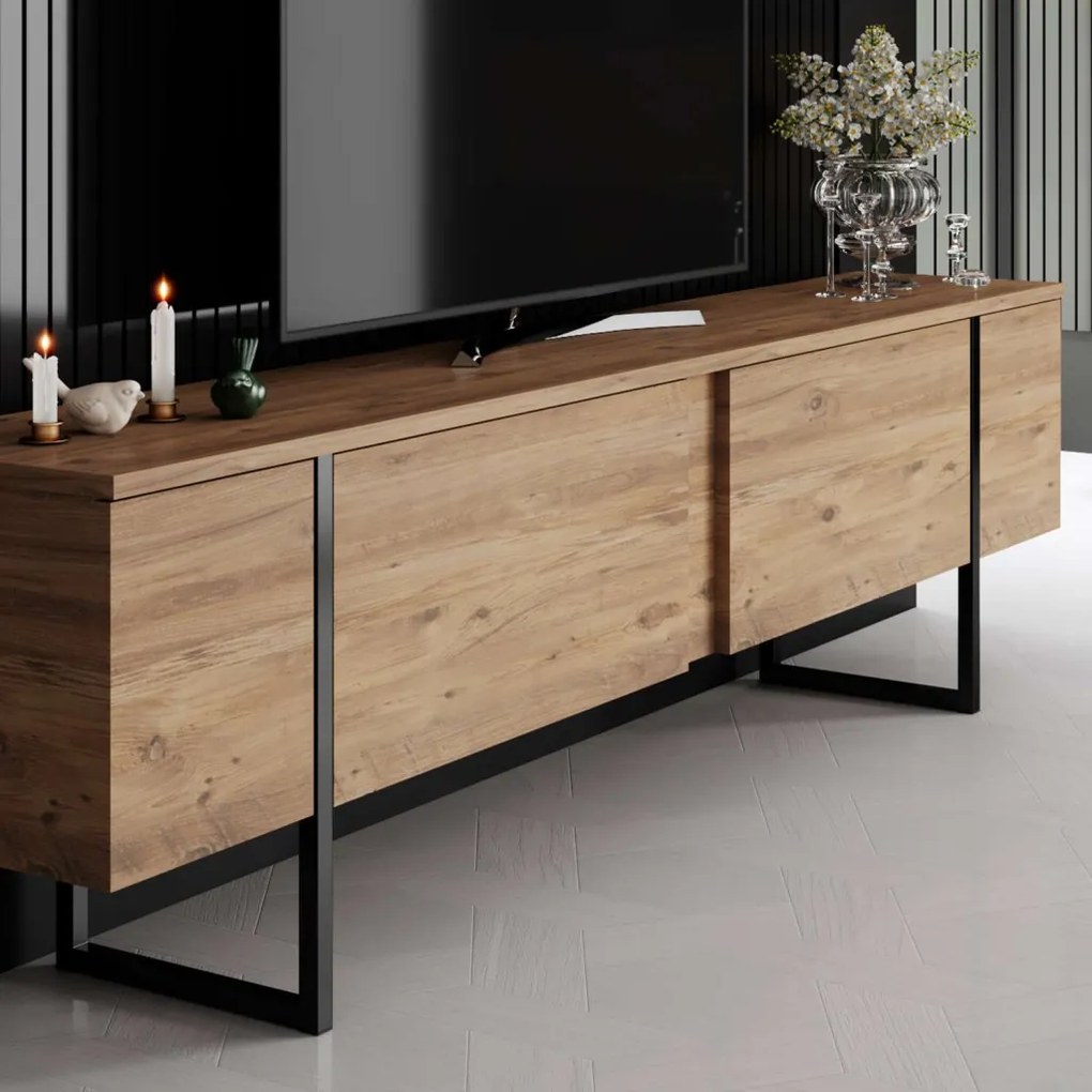 Luxe - atlanti fenyő/fekete TV-állvány
