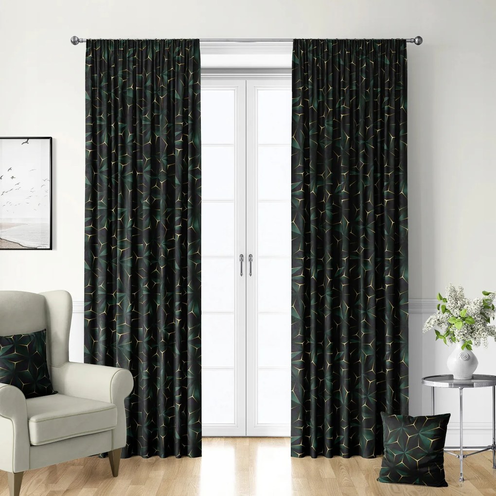 Velvet Függöny 3D Szalagon Zöld 145x290