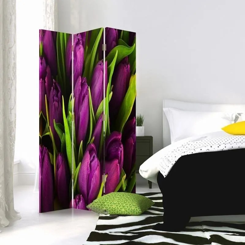 Gario Paraván Lila tulipánok Méret: 110 x 170 cm, Kivitelezés: Klasszikus paraván