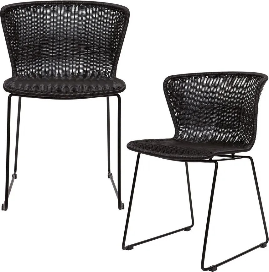 Fekete műrattan kerti szék szett 2 db-os Wings – WOOOD