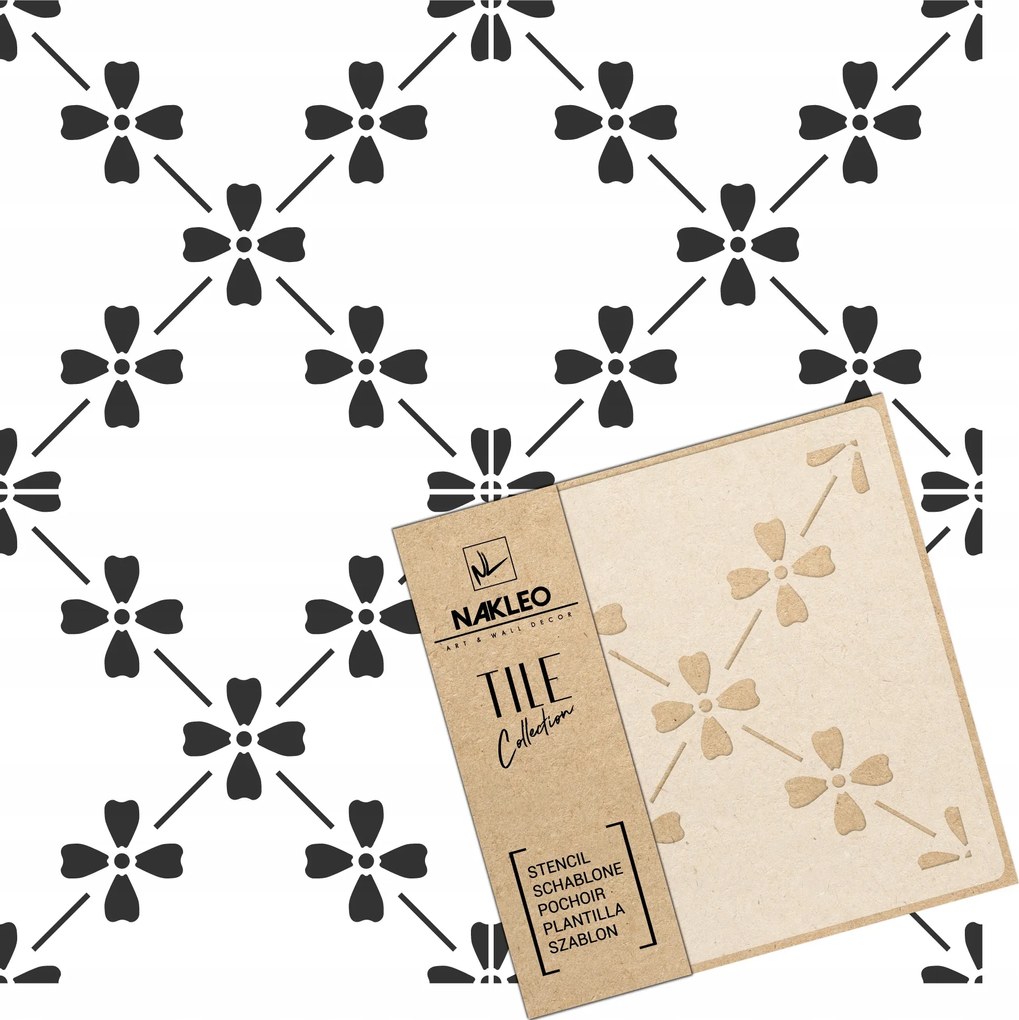 Festősablon Csempe Csempék Többször felhasználható 10x10cm Minta Geometria Campelo