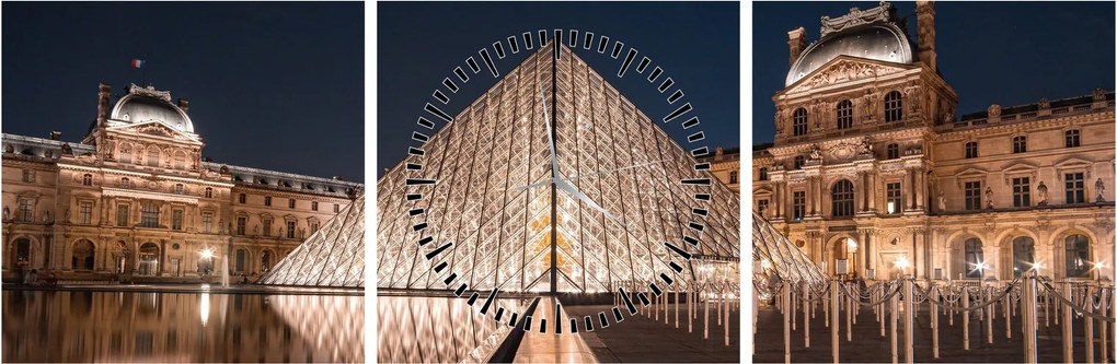 Kép - Louvre éjjel (órával) (90x30 cm)