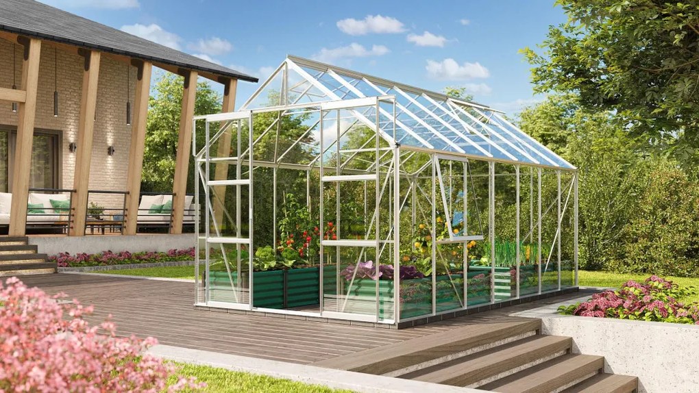 üvegház VITAVIA URANUS 11500 tiszta üveg 3 mm ezüst színű LG1038