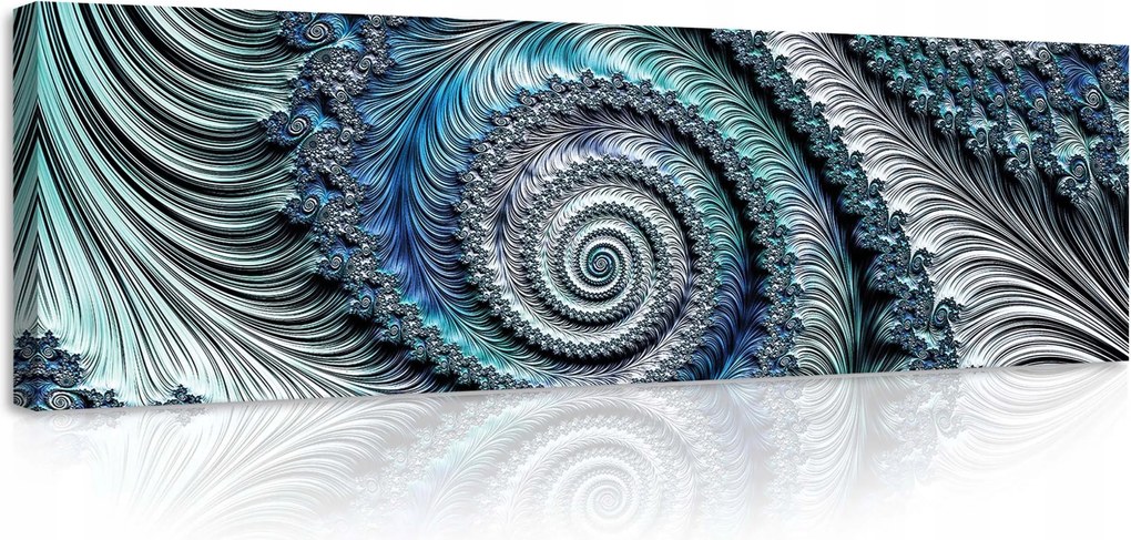 Vászonkép 145x45 Spirál Fraktál Absztrakt Kék Fehér Hullámok Matematika