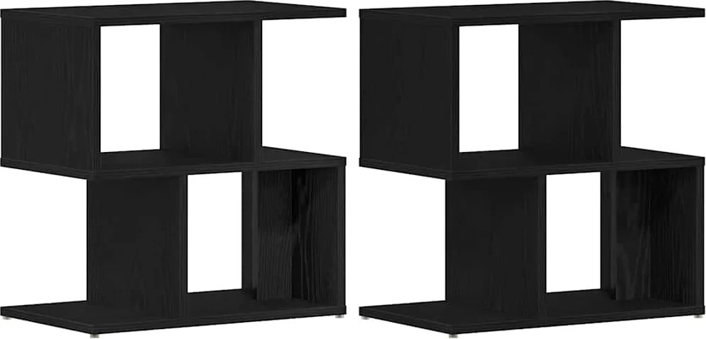 vidaXL Éjjeliszekrény 2 pcs Fekete tölgy 50 x 30 x 51,5 cm Faanyag