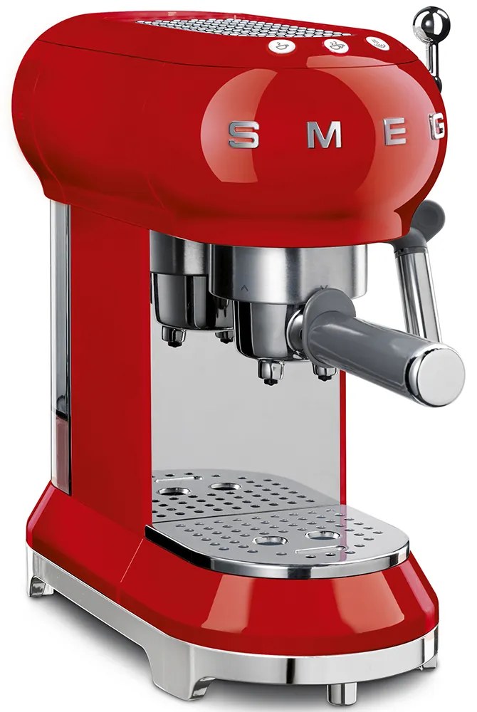 50-es évekbeli, Retro stílusú Espresso / Cappucino karos kávéfőző, 15 bar, 2 adag, piros - SMEG