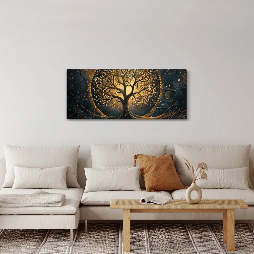 Kép – Arany aurájú fa (120x50 cm)