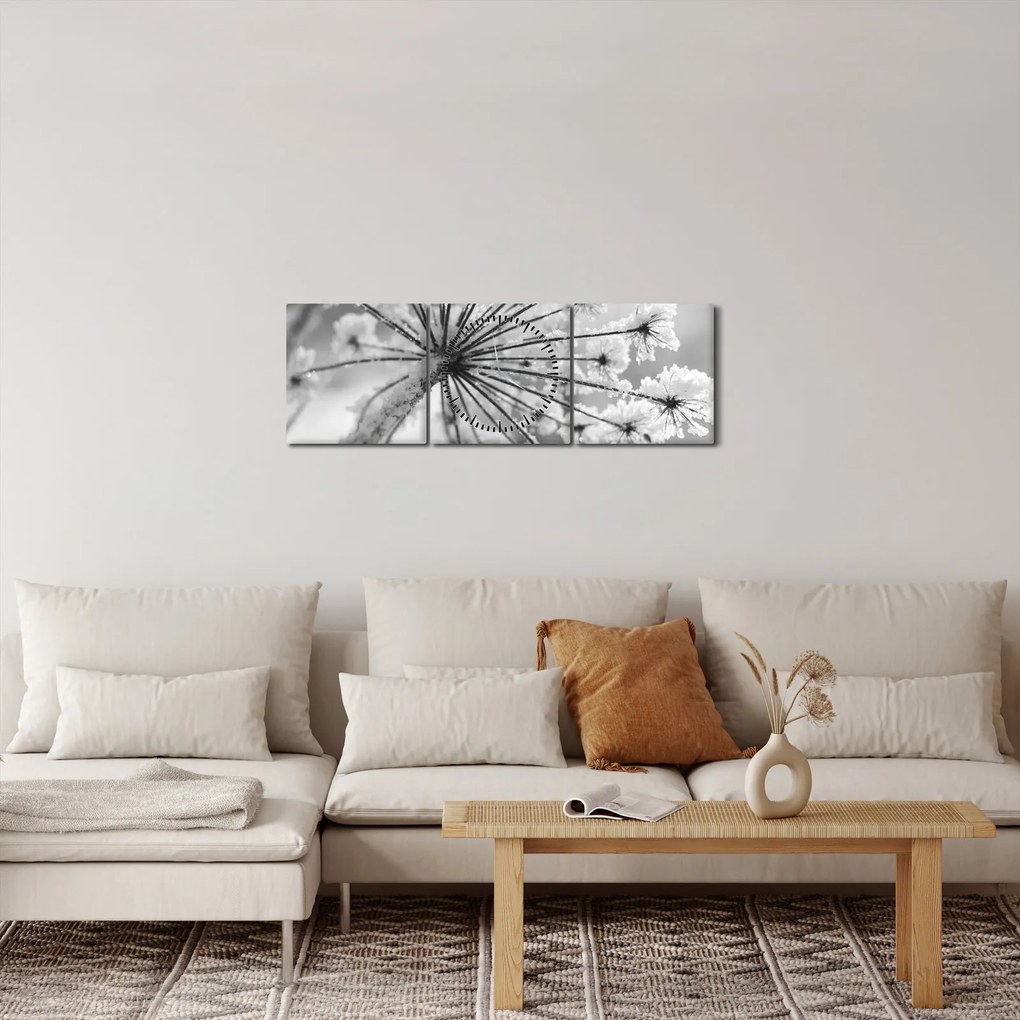 Kép - Virág télen (órával) (90x30 cm)