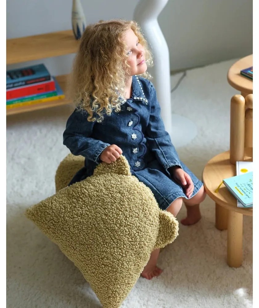 Zöld buklé párna gyerek kanapéhoz Bear – Wigiwama