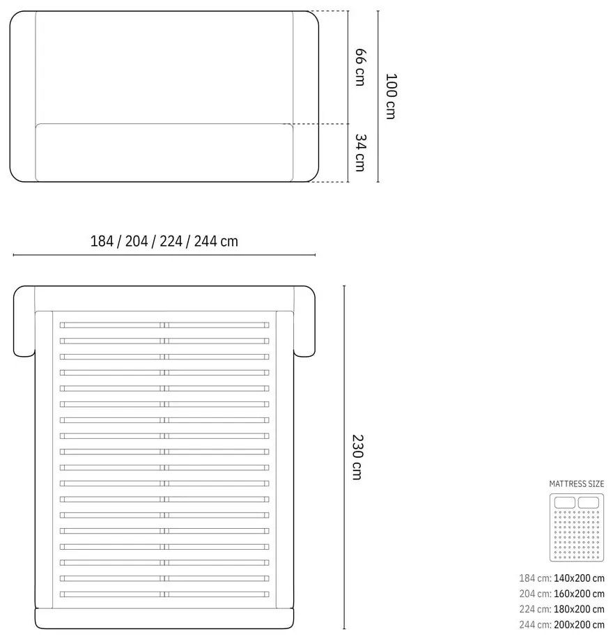 Világosbarna kárpitozott ágyneműtartós franciaágy ágyráccsal 180x200 cm Jason – Windsor &amp; Co Sofas