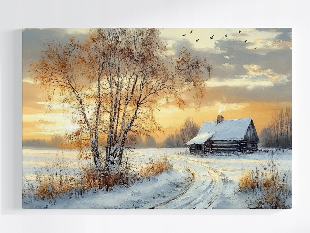 Poszter Tájkép Tél Nyírfa Hó Nap 60x40