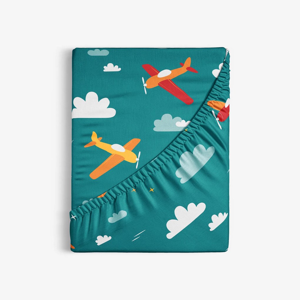 Goldea pamut gumis lepedő - repülős kalandok 140 x 200 cm