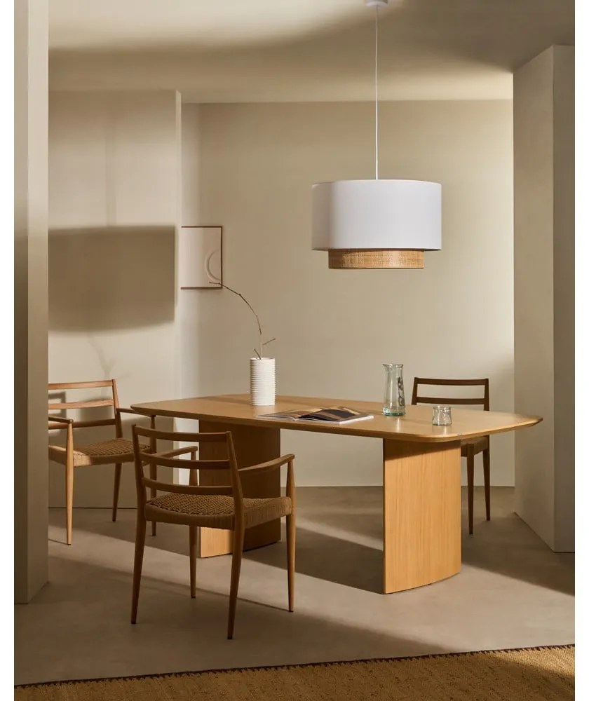 Natúr színű étkezőasztal tölgyfa dekorral 100x240 cm Litto – Kave Home