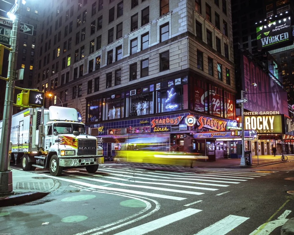 Poszter 50x40cm Times square és Broadway éjszaka New York, Assaf Frank