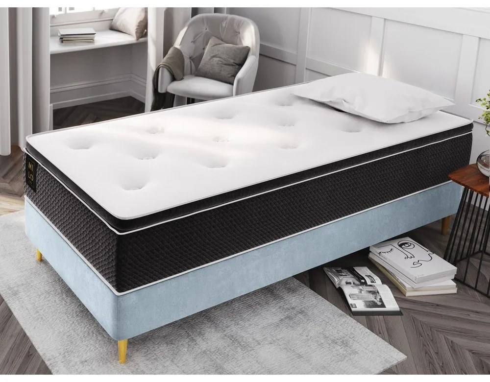 Lia világoskék bársony egyszemélyes ágy, 90 x 200 cm - Cosmopolitan Design