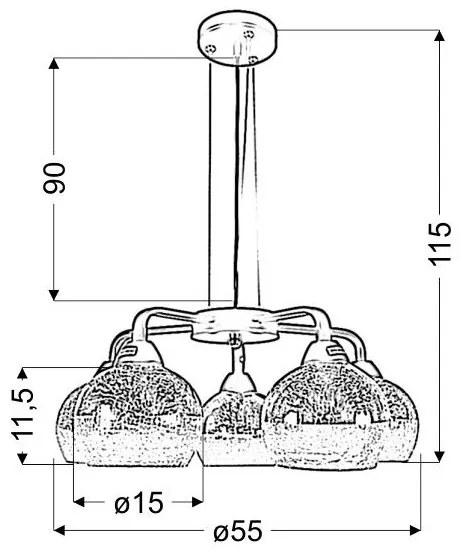 Csillár zsinóron CROMINA 5xE27/60W/230V