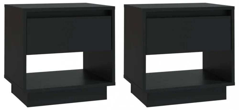 2 db fekete forgácslap éjjeliszekrény 45 x 34 x 44 cm