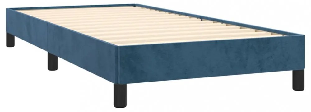 sötétkék bársony ágykeret matrac nélkül 90x200 cm