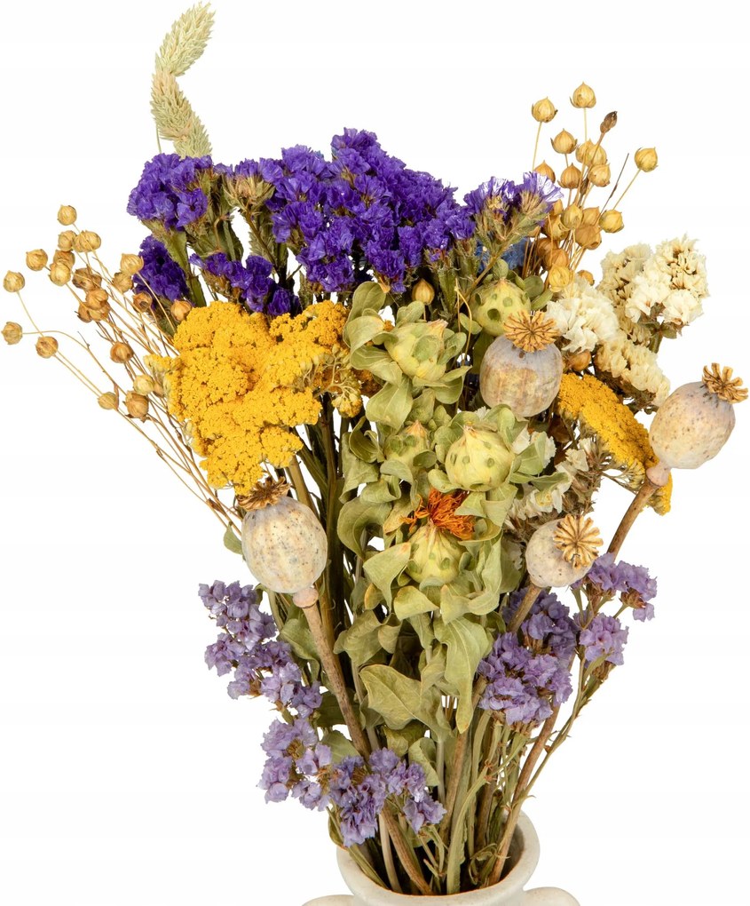 Szárított virágcsokor natúr vázához pipacs, mák, mák