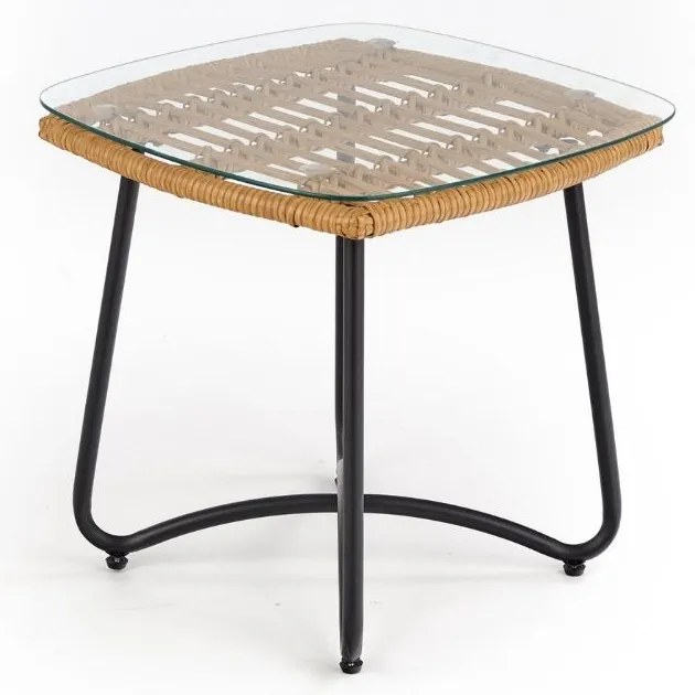 Indira dohányzóasztal, rattan / fekete