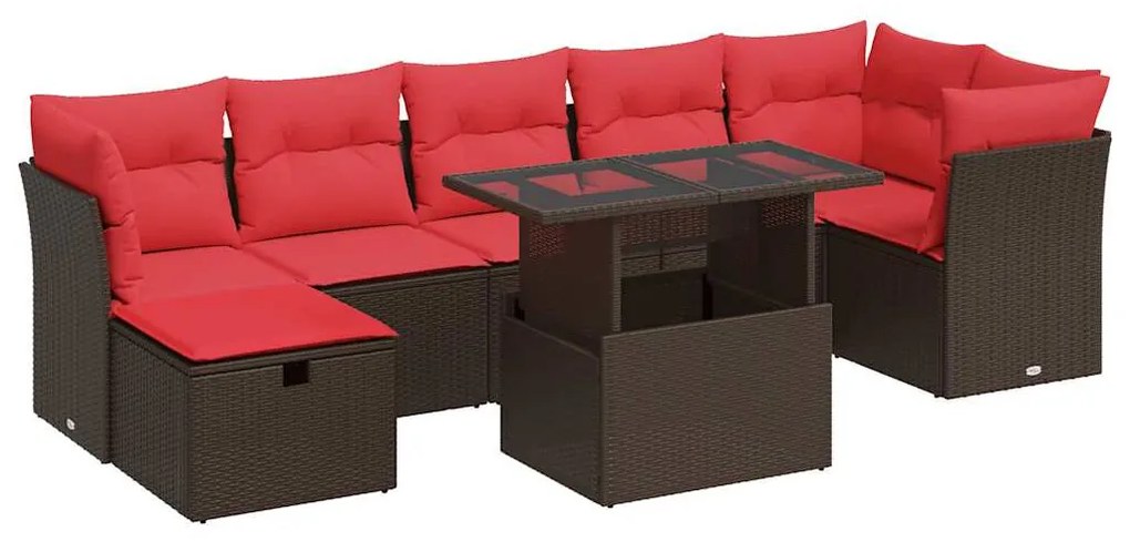 8 db barna polyrattan kerti kanapégarnitúra párnákkal