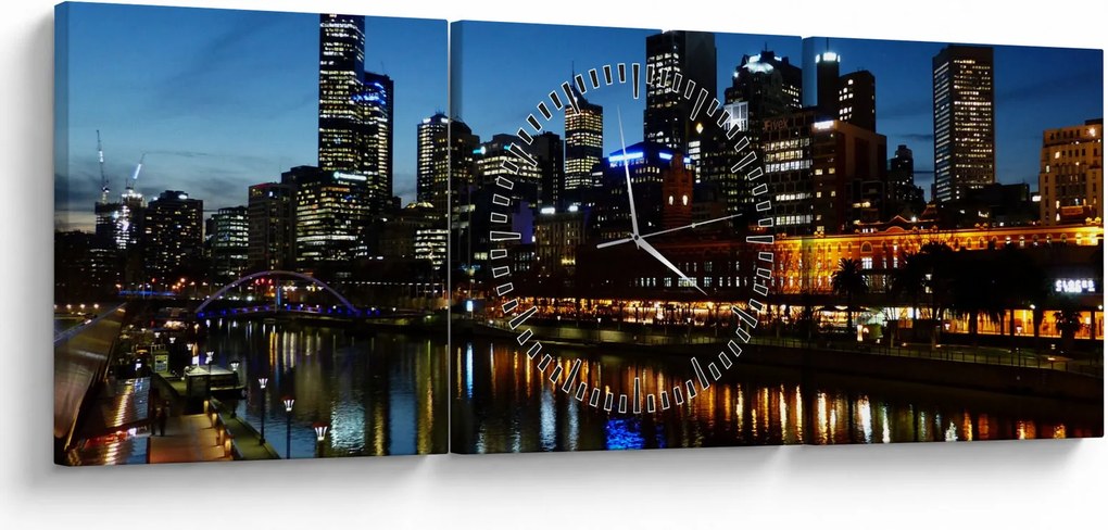 Éjszaka Melbourne-ben (órával) (90x30 cm)