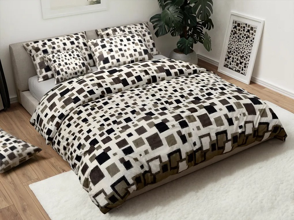 AKCIÓ Mikroplüss ágyneműhuzat LUXOR fehér-szürke II.osztályú Ágyneműhuzat mérete: 70 x 90 cm | 140 x 200 cm