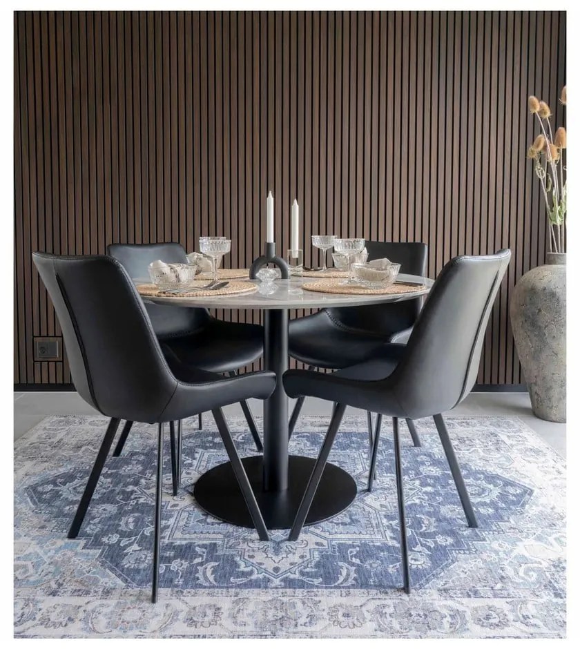 Kerek étkezőasztal márvány dekoros asztallappal ø 110 cm Bolzano – House Nordic